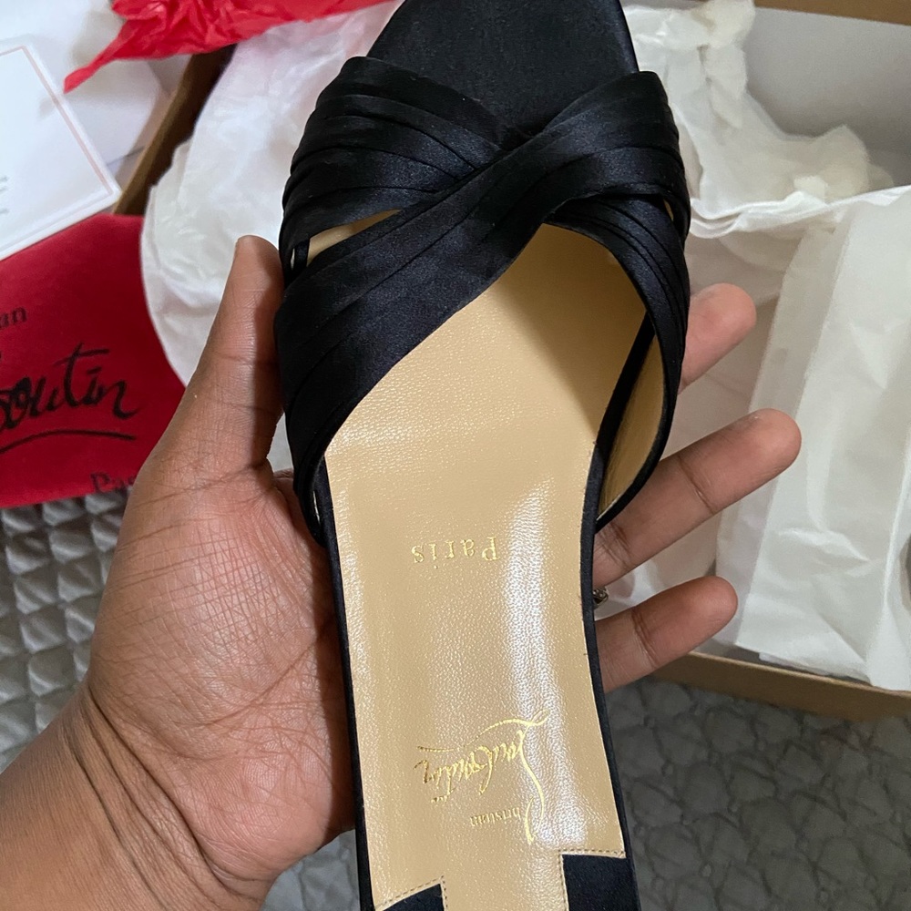 Christian Louboutin satin slide sandal